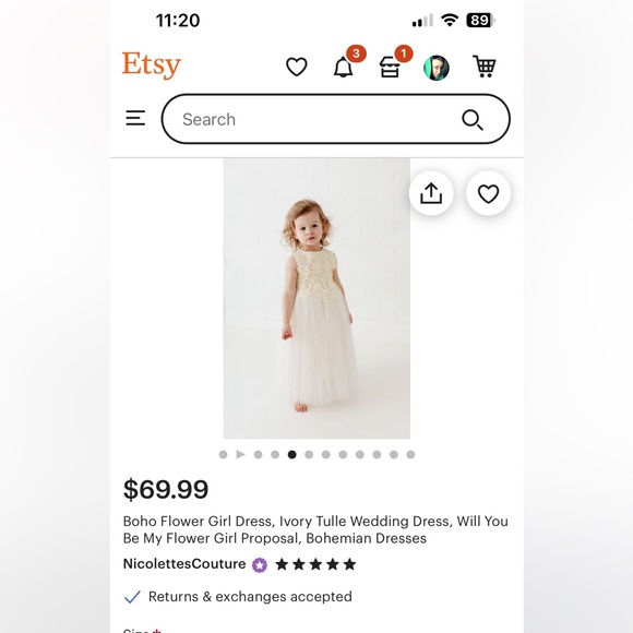 Ivory Flower Girl Dress - Picture 5 of 6